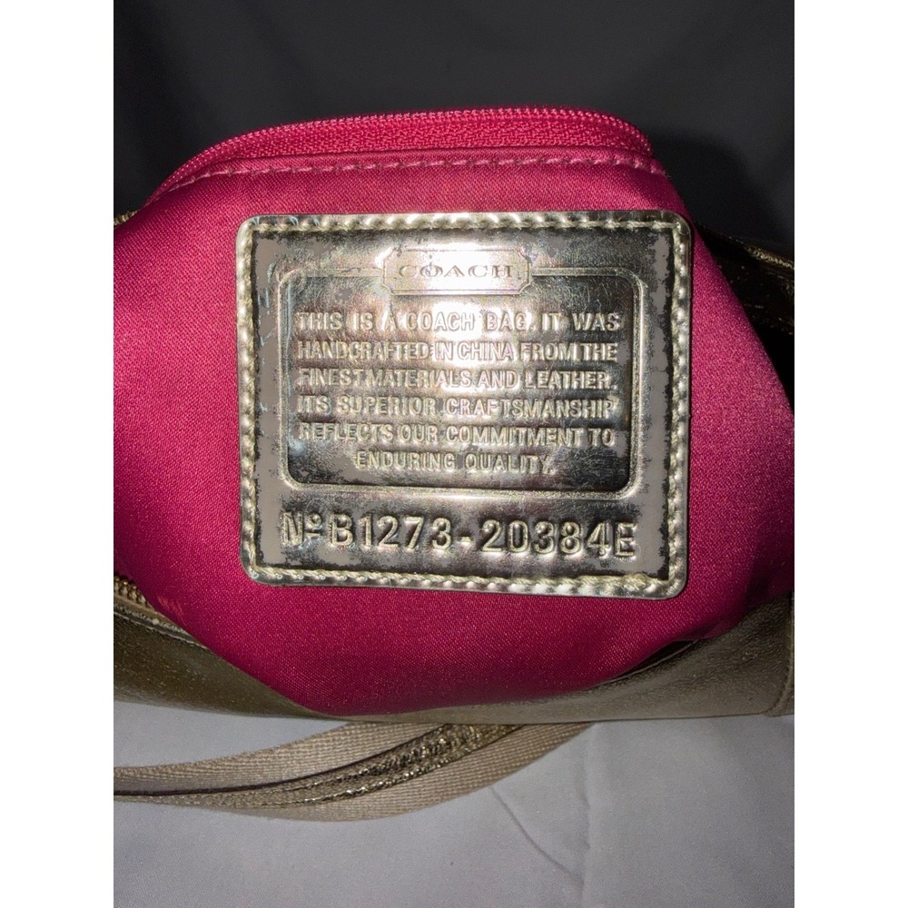Coach Poppy Metallic Gold Leather Convertible Hobo Crossbody 20384 Y2K Bag - Picture 3 of 12